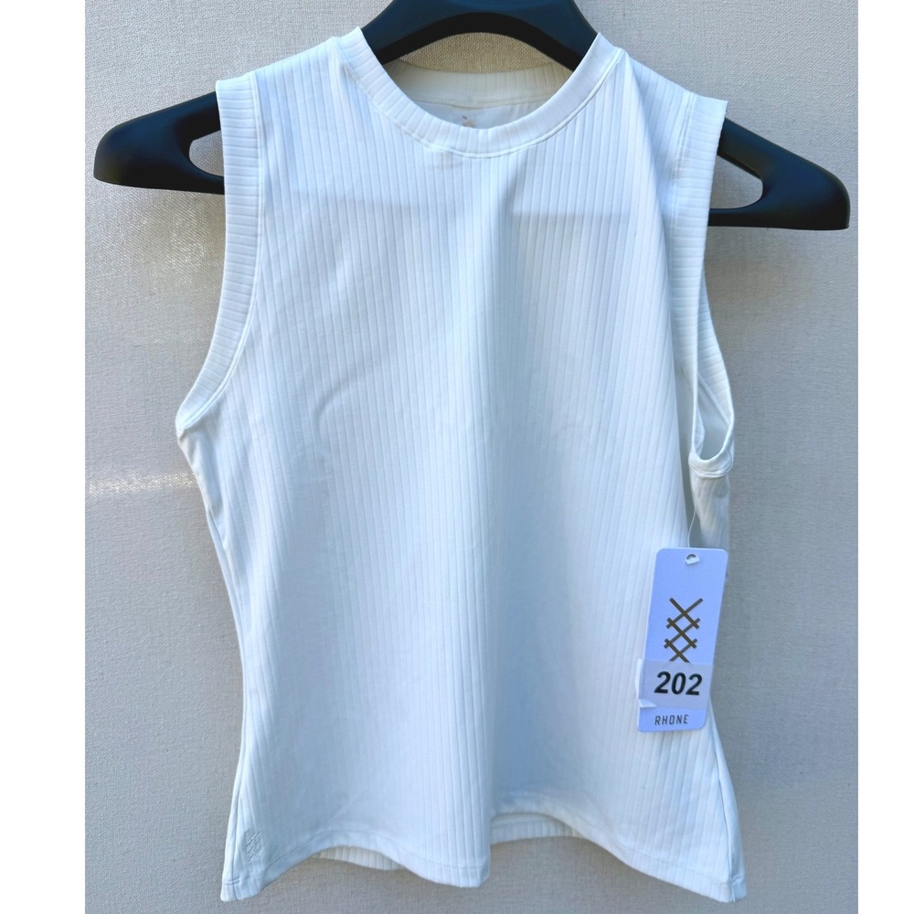 Rhone Modern Ribbed Tank Snow White Womens Large NWT Sleeveless Top